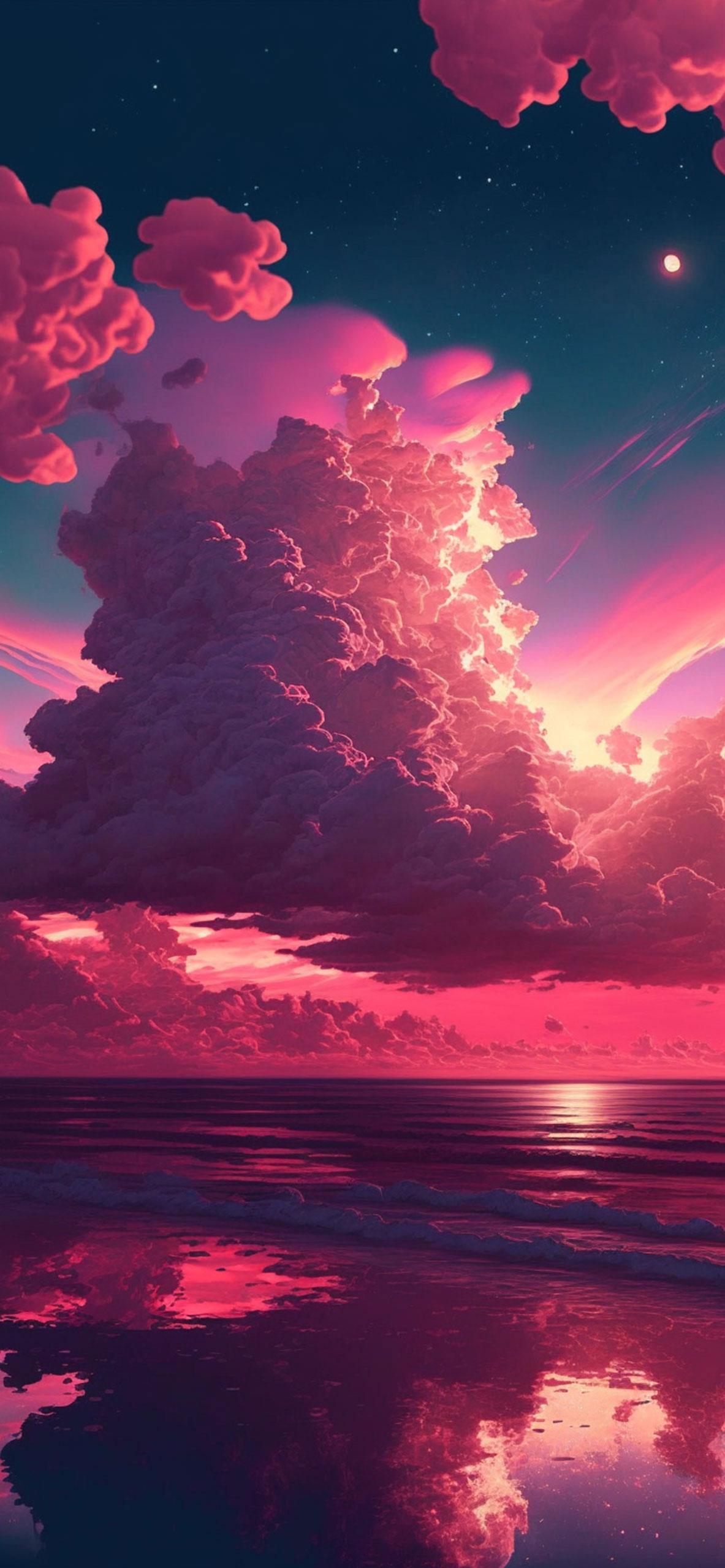 Sea Clouds Pink Aesthetic Wallpaper