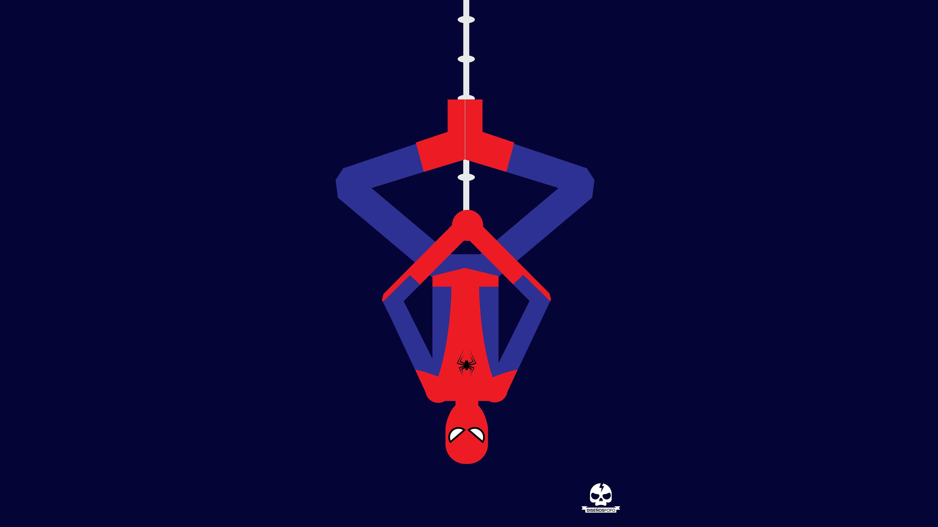 Spiderman Upside Down Minimalism 4k Wallpaper HD Superheroes