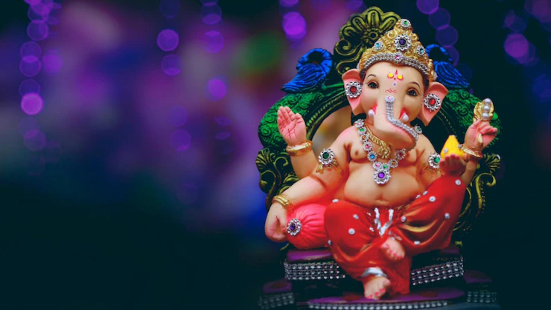 Purple Bokeh Background Lord Ganesh Chaturthi Vinayaka Vinayagar Wallpaper