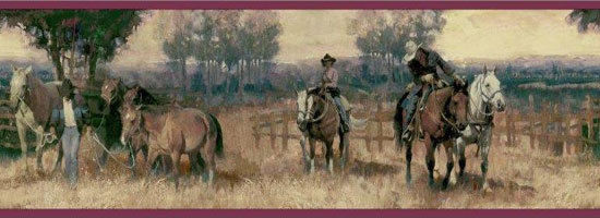 Western Cowboy Horse Wallpaper Border Clearance Quantities Limited