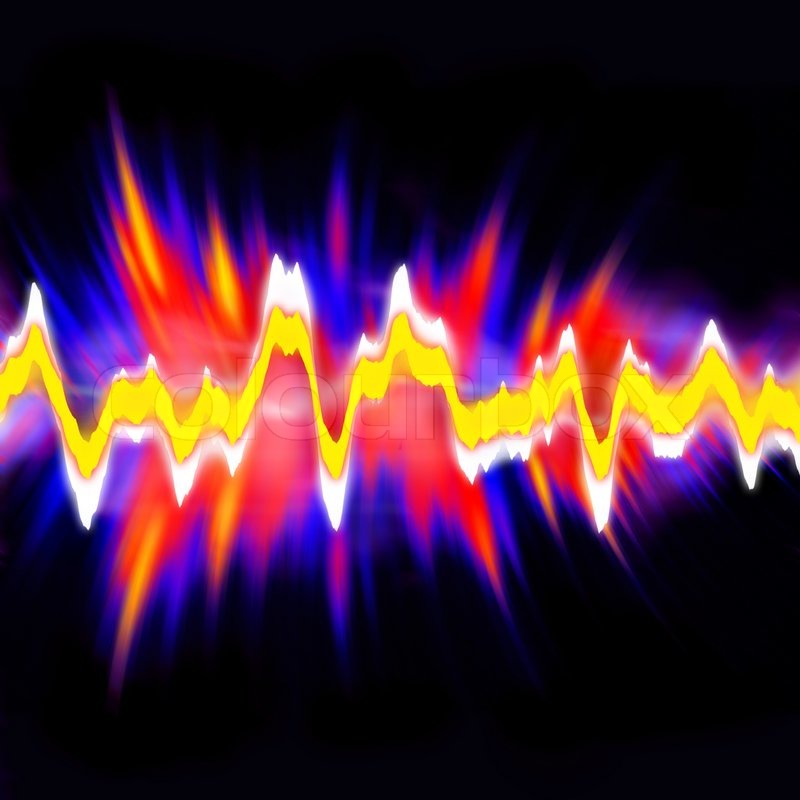 Image Of A Glowing Graphic Audio Waveform Illustration With