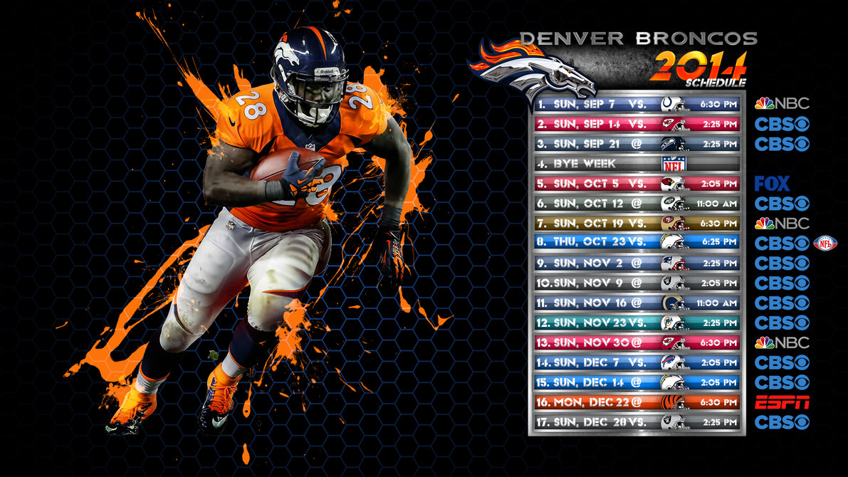 2014 Denver Broncos Schedule Wallpaper by DenverSportsWalls on 1191x670