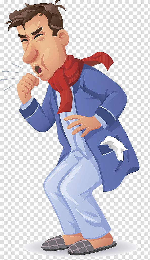 Coughing Man Wearing Red Scarf Poster Legionellosis Symptom
