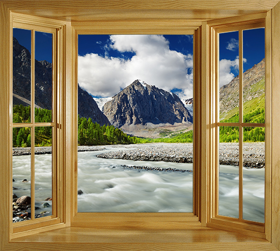 Wim122 Window Frame Wall Sticker Altai Mountain Stream Russia