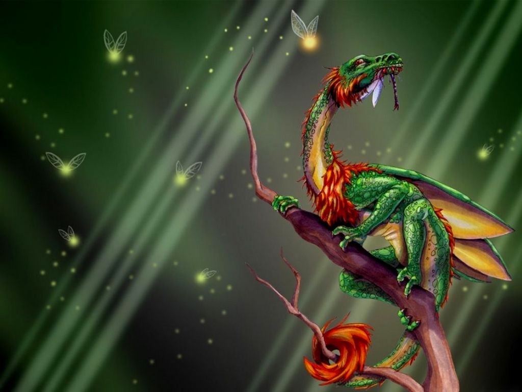 Green Dragon Dragons Wallpaper