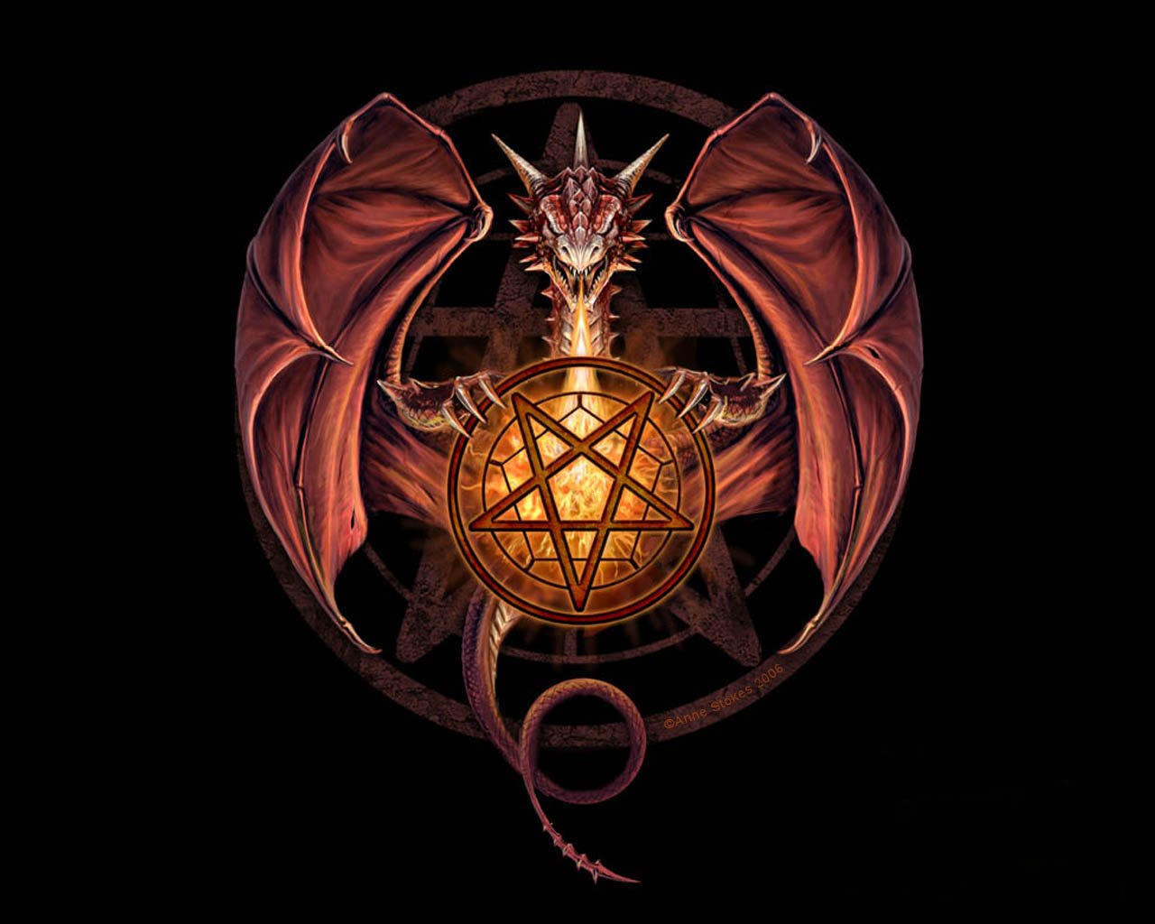 Pentagram Dragon Wallpaper Metal Fantasy Heavy