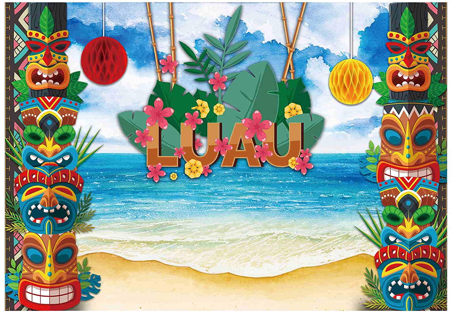Amazon Funnytree Luau Backdrop Tiki Hawaii Aloha Party
