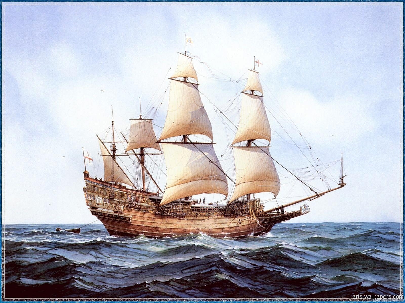 Sailing Ship Paintings Art Print Poster Wallpapers Pictures