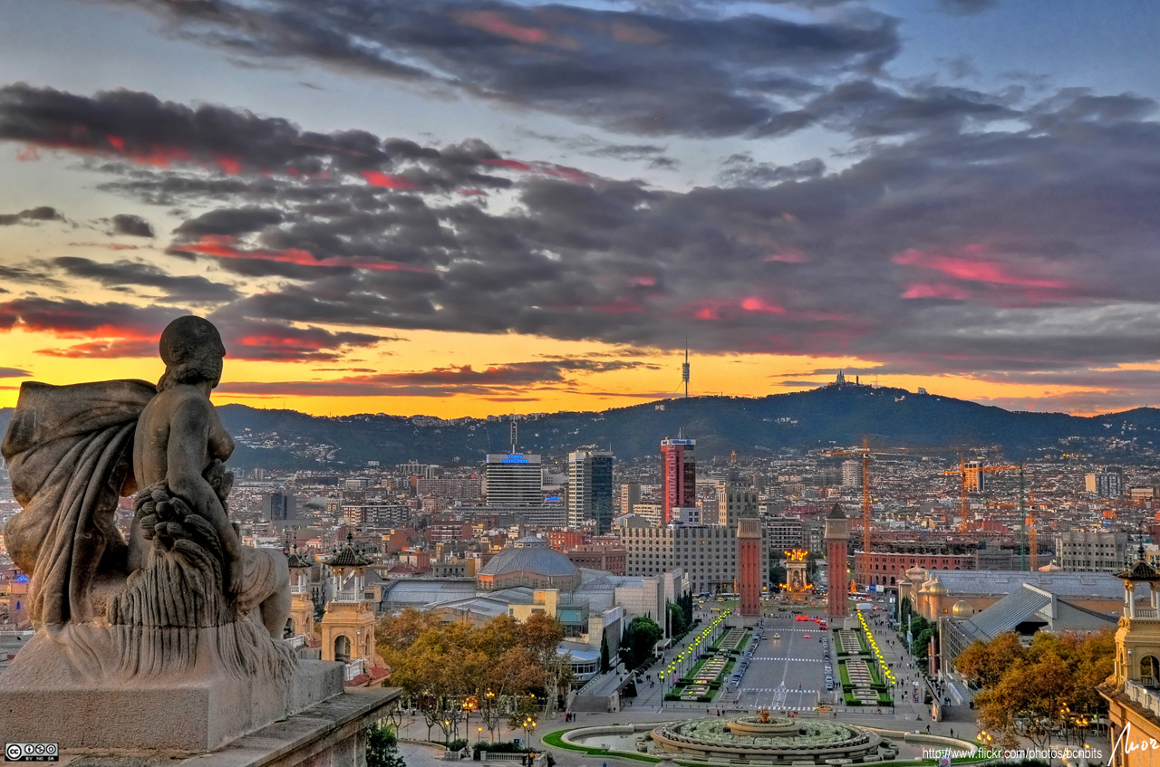 Barcelona City Spain Mountains In Living