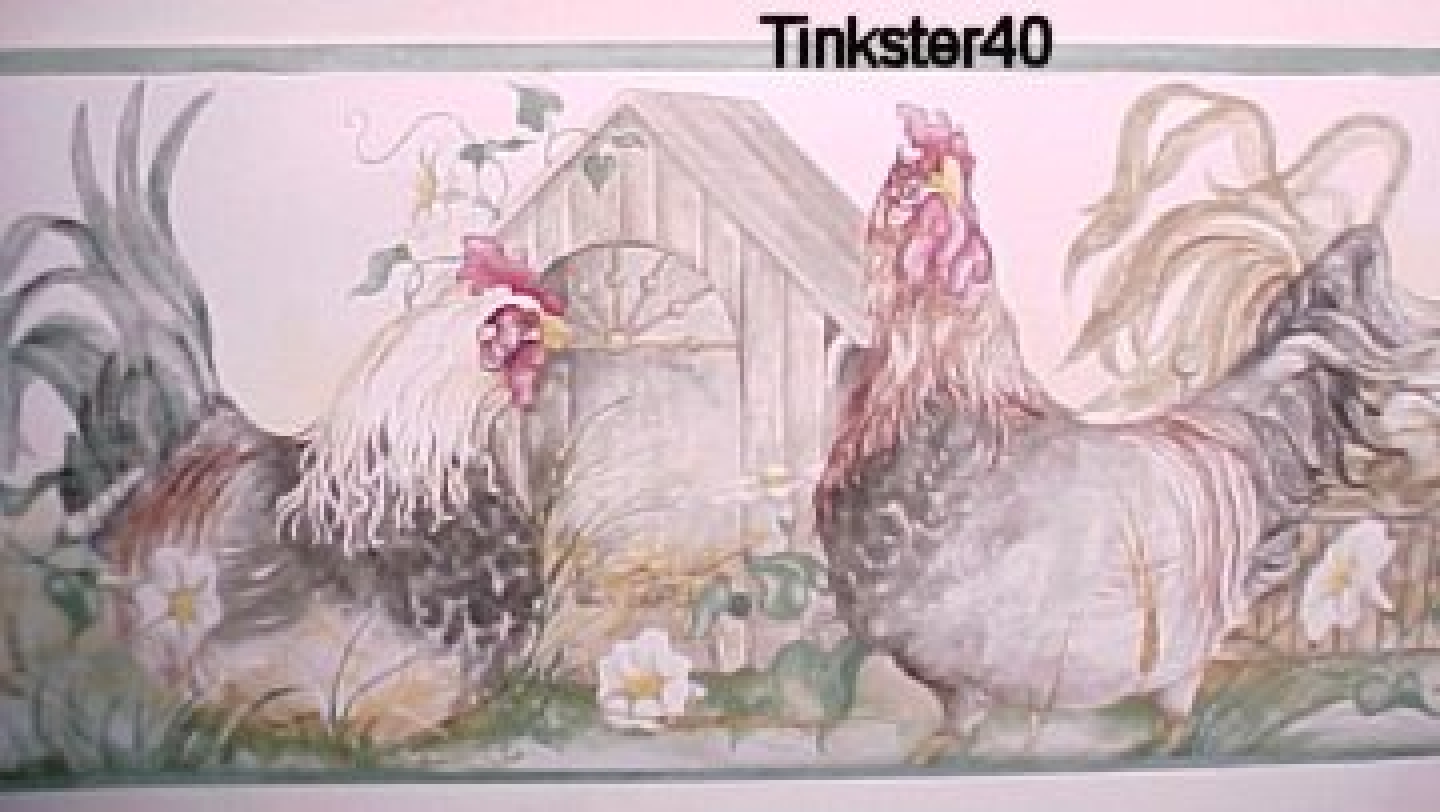 This Very Nice Hens And Roosters Wallpaper Border Beautiful Colors