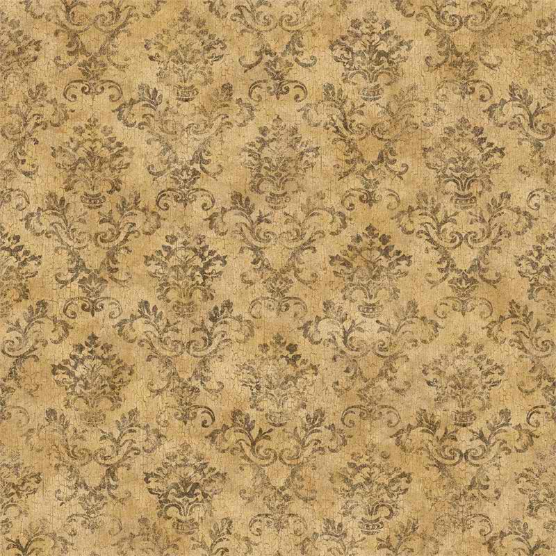 Tan Stencil Damask Wallpaper Rustic Country Primitive