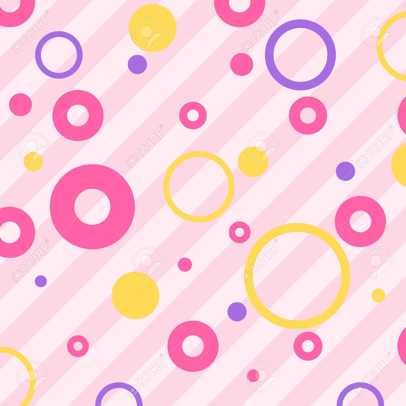 Endless Background With Circles Cute Romantic Pink Vector