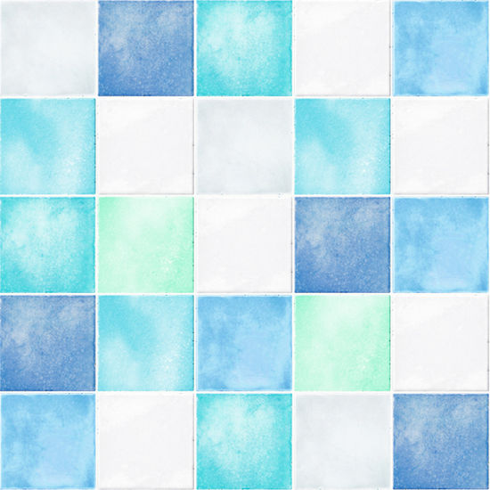 Blue White Tile Effect Self Adhesive Vinyl Wallpaper Peel Stick