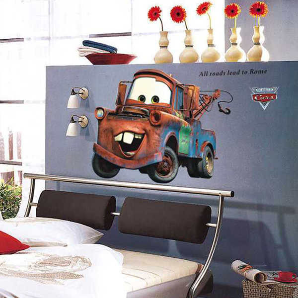 Cute Cartoon Retro Car Pvc Wallpaper Mirror Stickers Furniture Bedroom