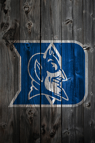 Duke Blue Devils Logo On Wood Background iPhone Wallpaper