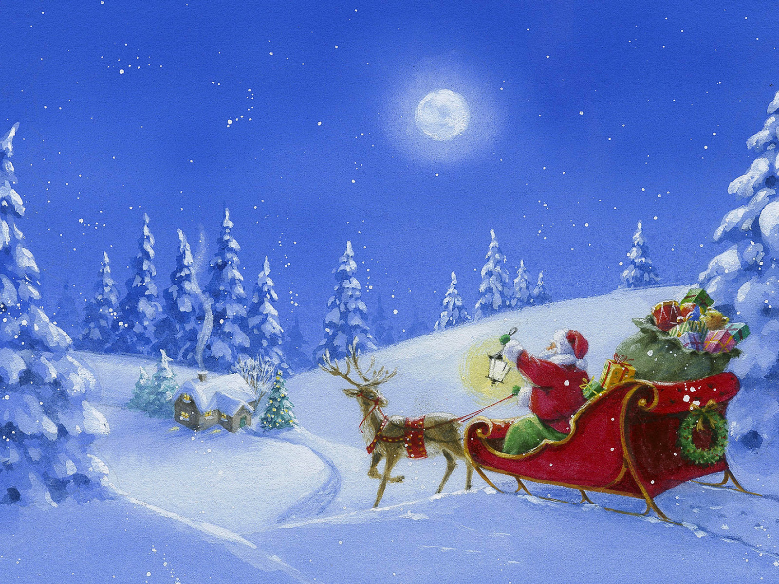 Christmas Wallpaper Sleigh Snow
