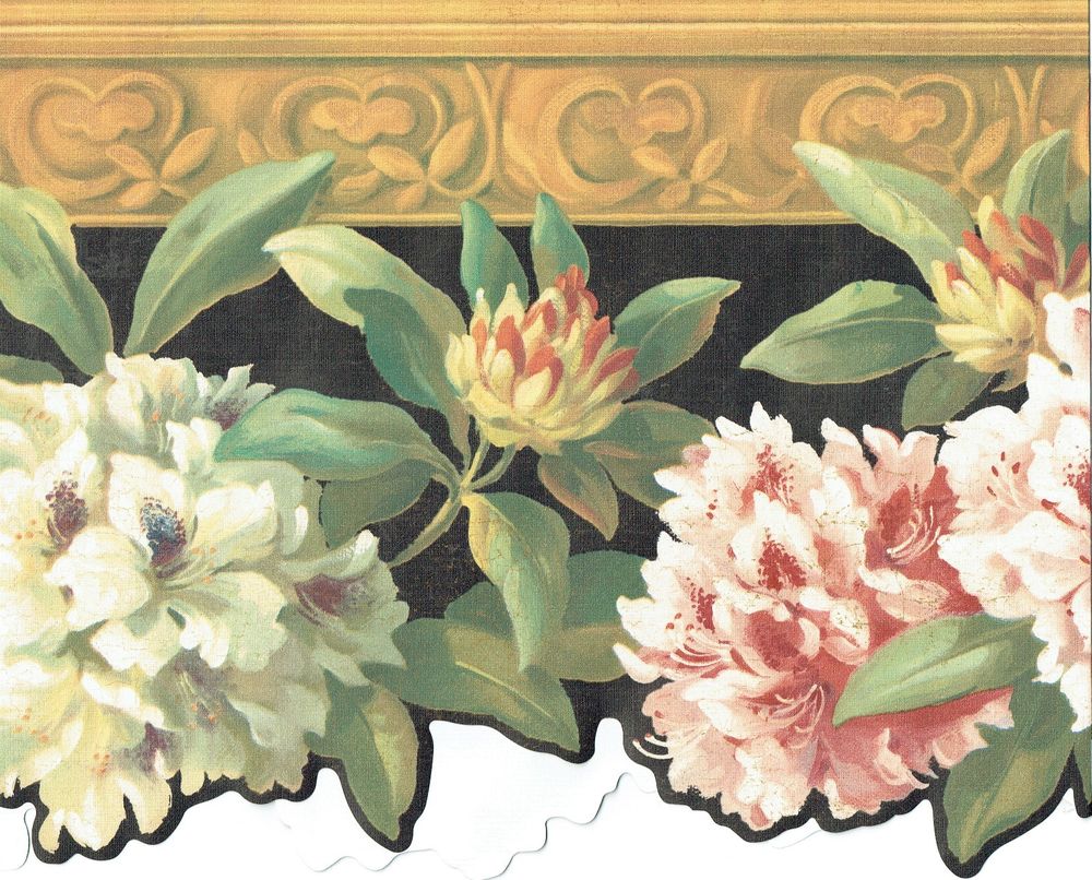 Free download GOLD FLOWERS HANGING ON BLACK WALLS Wallpaper bordeR Wall