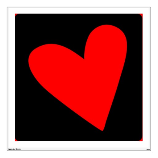 Red Heart On Black Background Wall Decal