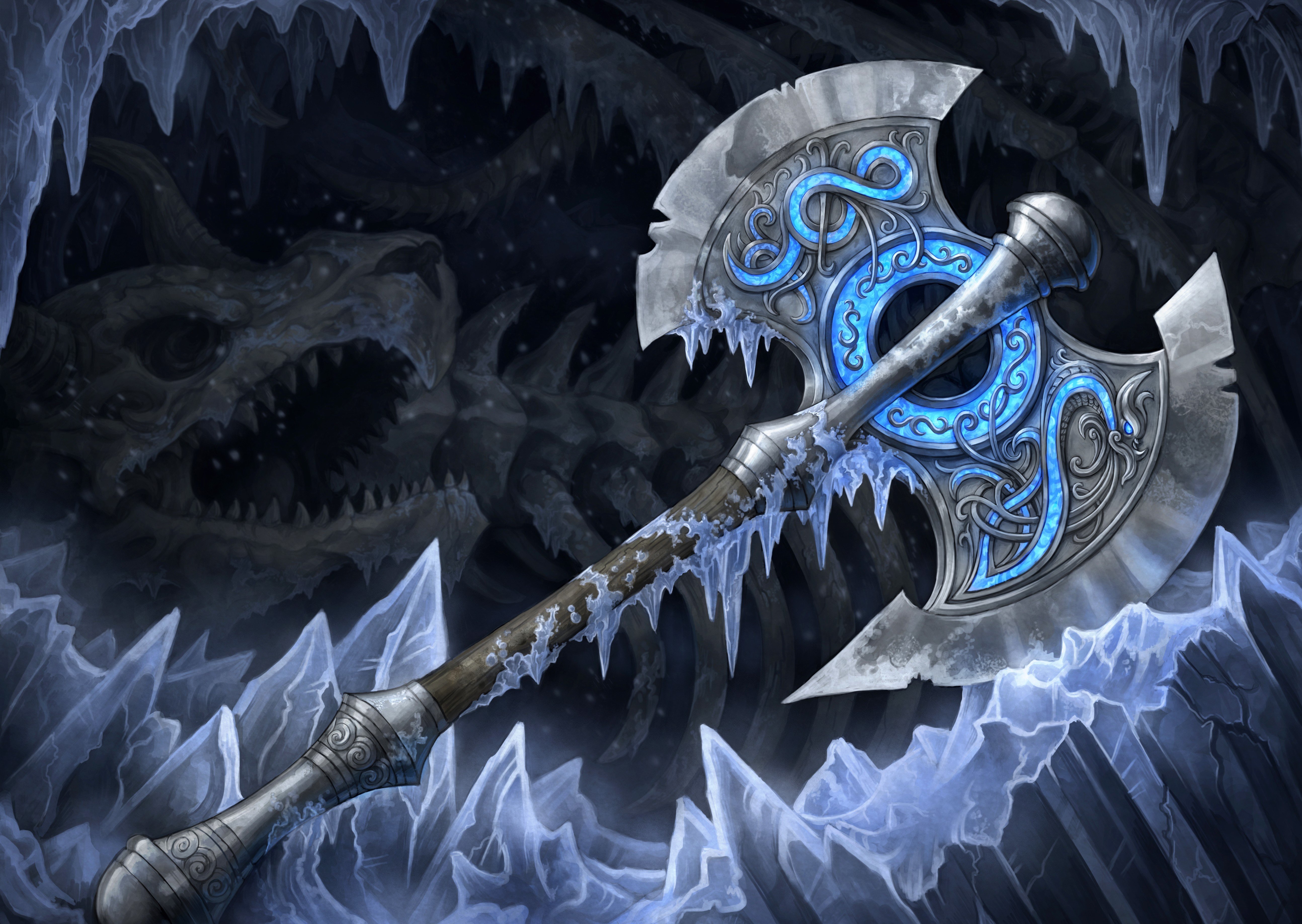 Closeup Battle Axe Fantasy Weapon Sword Wallpaper