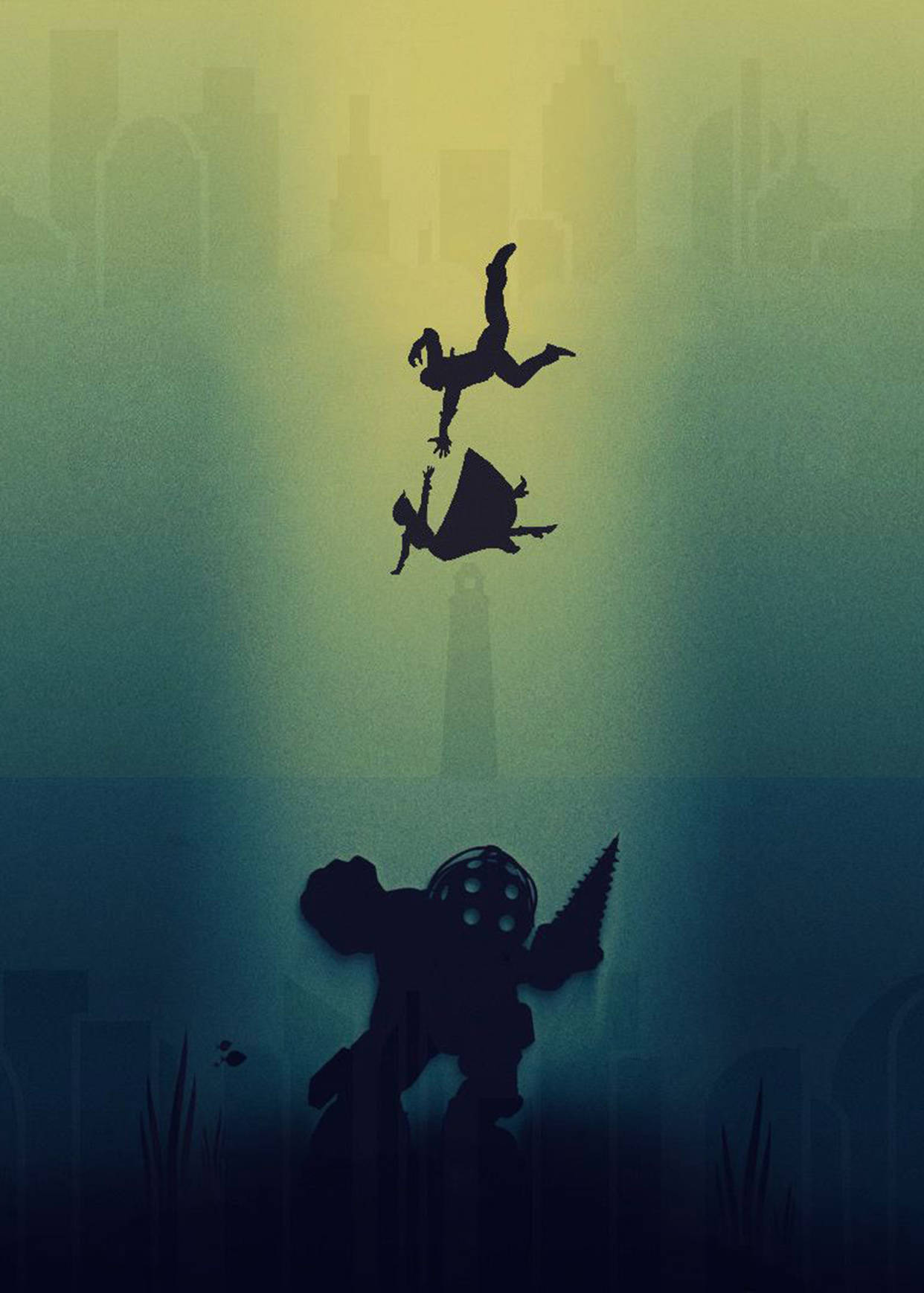 En Bioshockinfinite iPhone Charaktere Silhouette Wallpaper