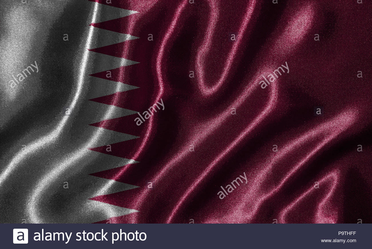 Qatar Flag Fabric Of Country Background And