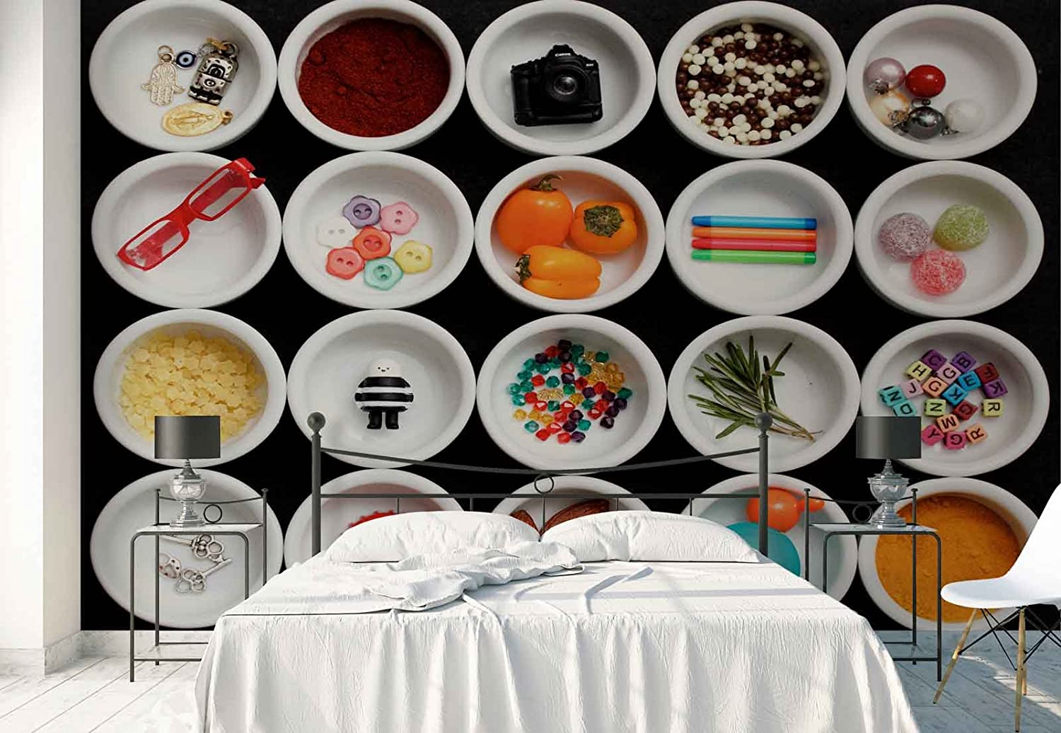Photo Wallpaper Wall Mural Bowls Dishes Variety Pattern Abstract