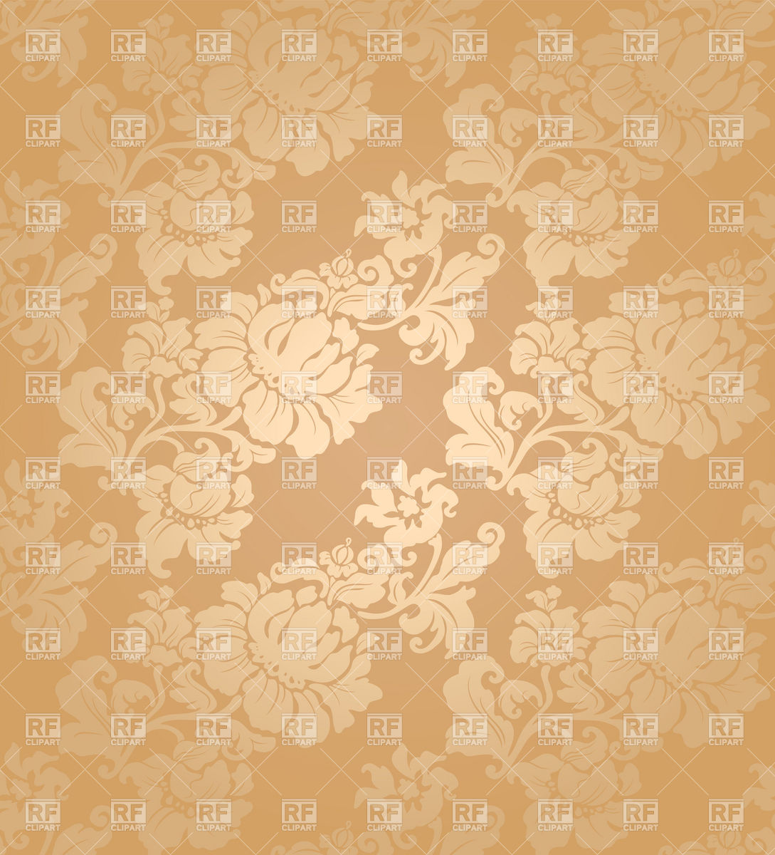 Seamless Golden Floral Victorian Wallpaper Background Textures