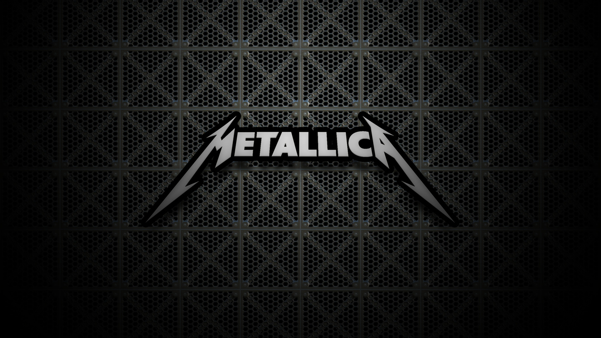 Metallica logo on a dark, textured metal background
