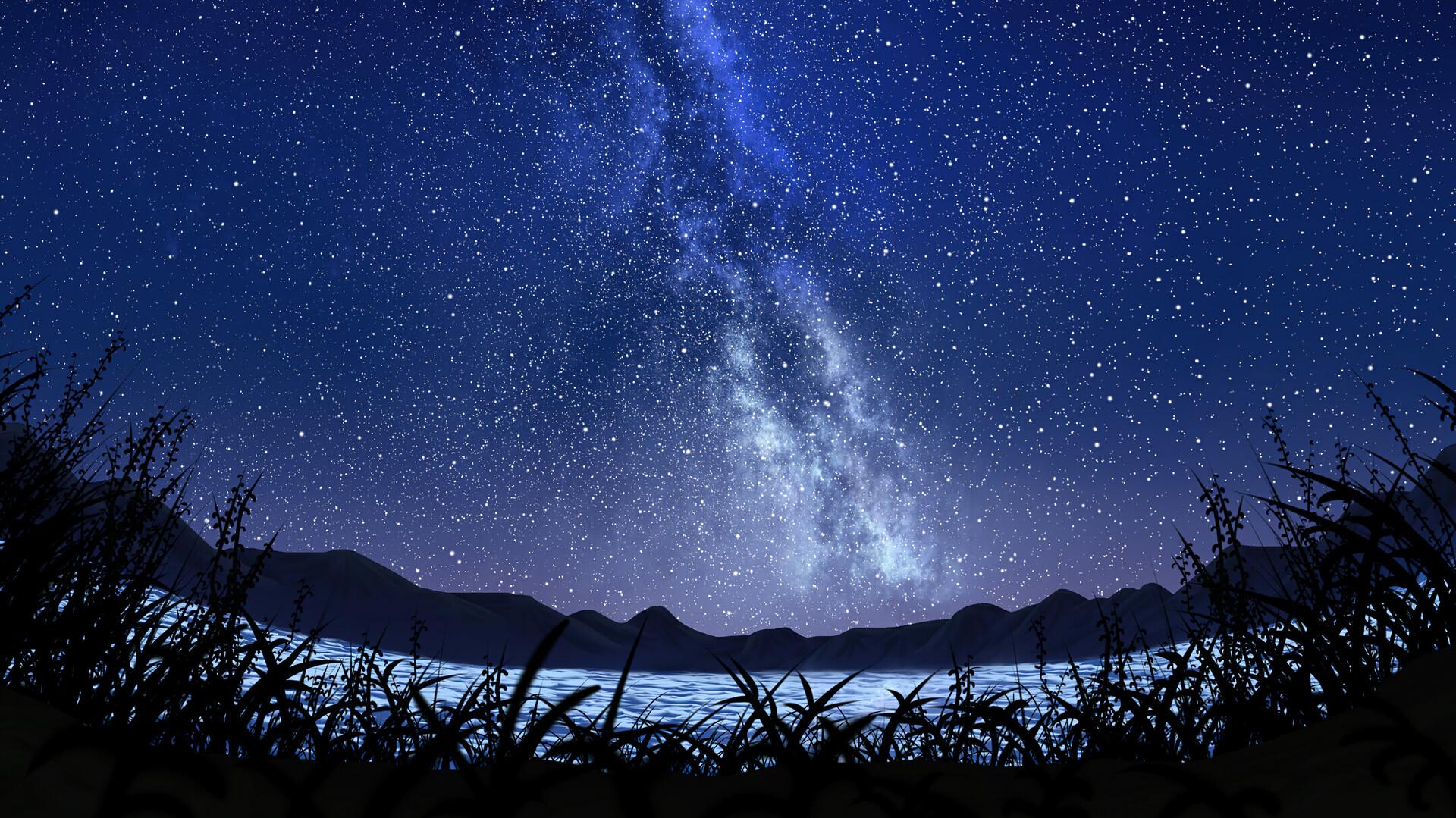 Anime Night Sky Starry Stars Scenery Wallpaper 4K HD PC 4010f