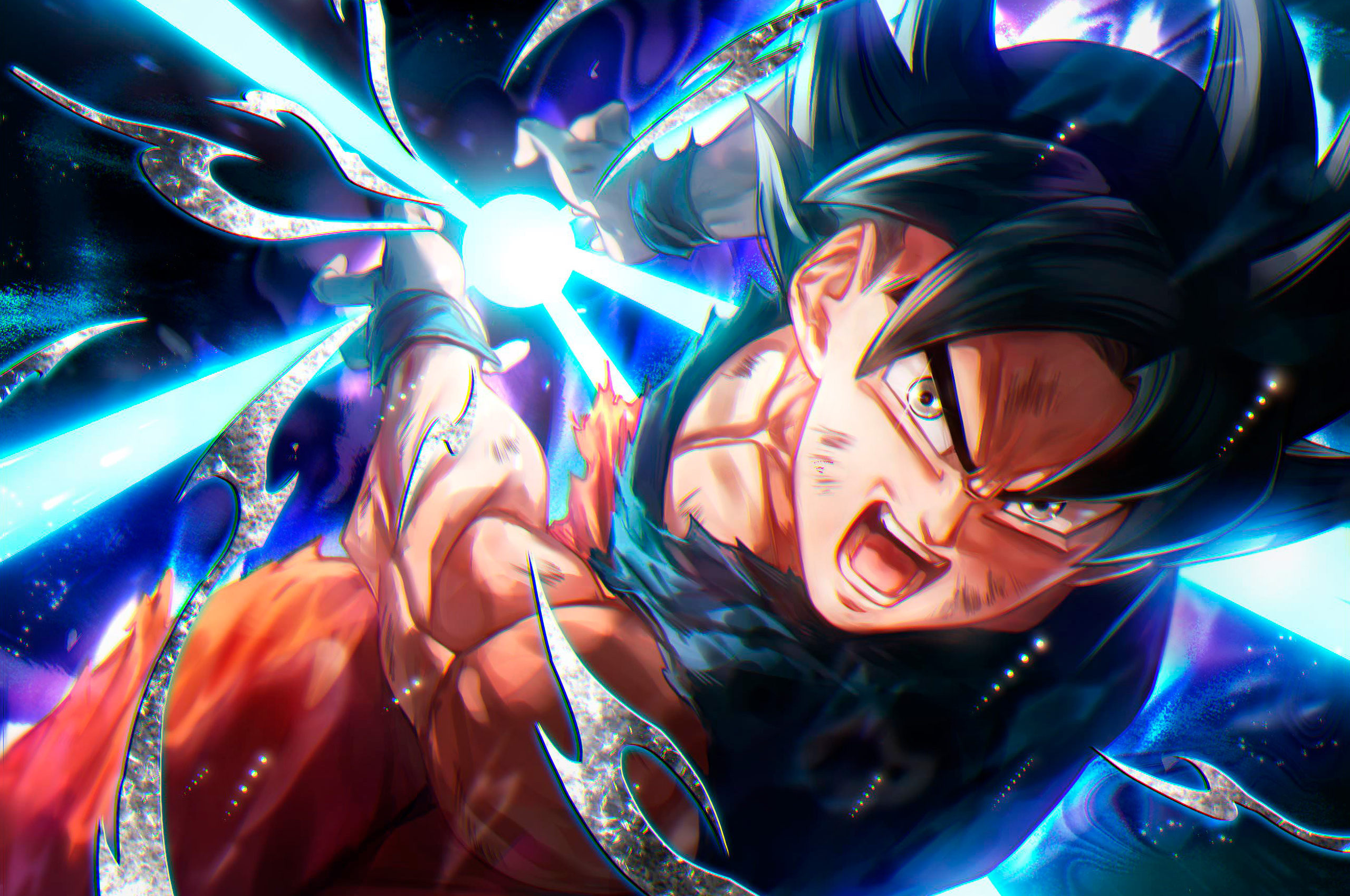 Goku Super Saiyan powering up in Dragon Ball Z