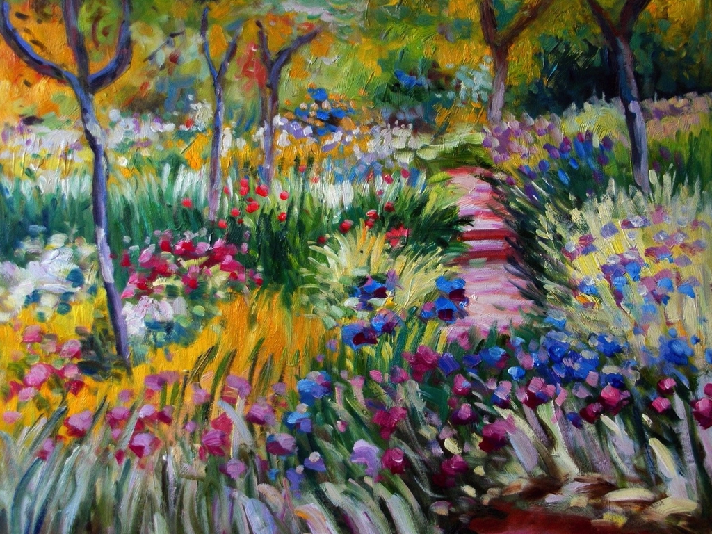 Claude Mo The Iris Garden At Giverny Wallpaper