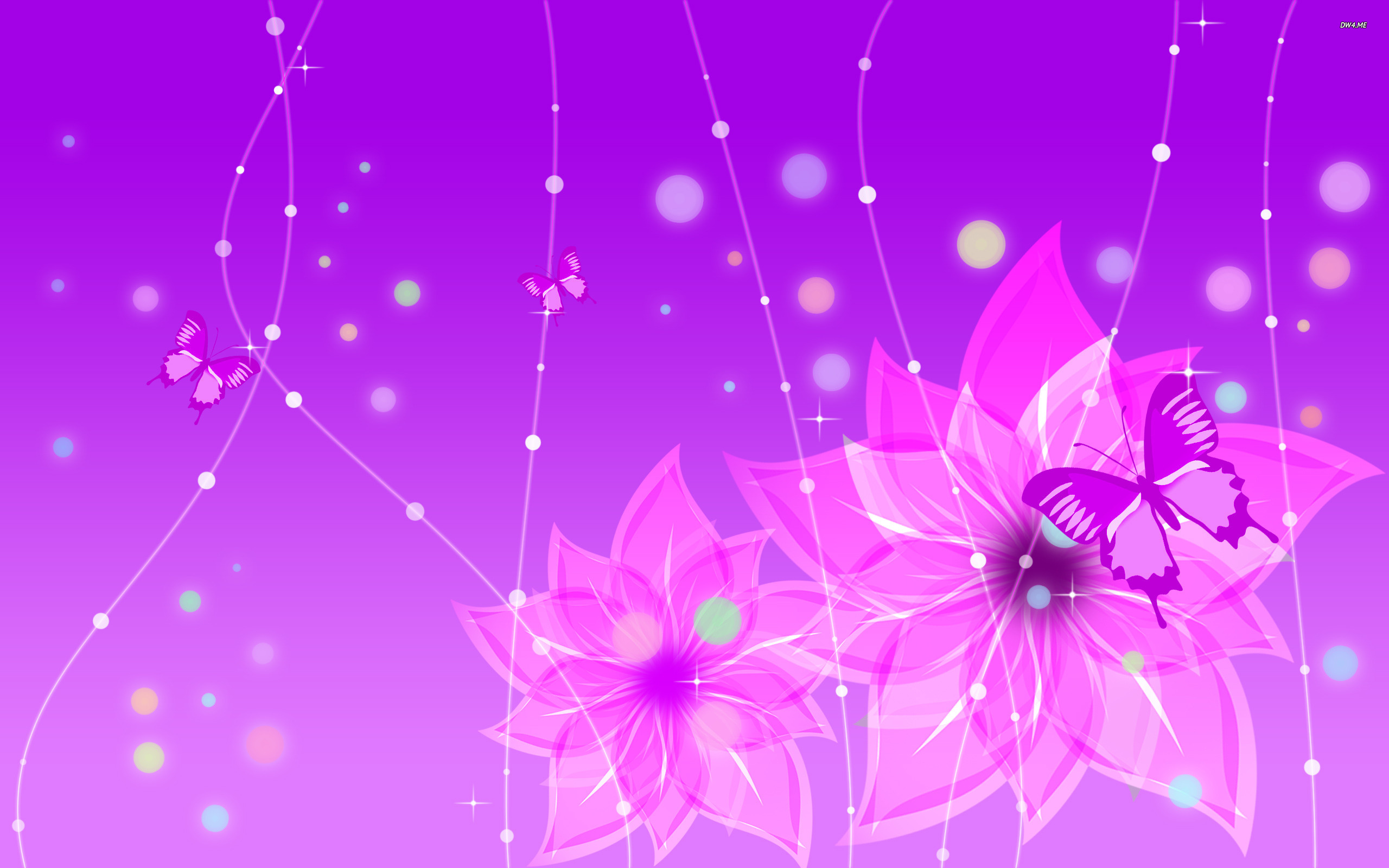 Purple flowers and butterfies wallpaper   Vector wallpapers   777