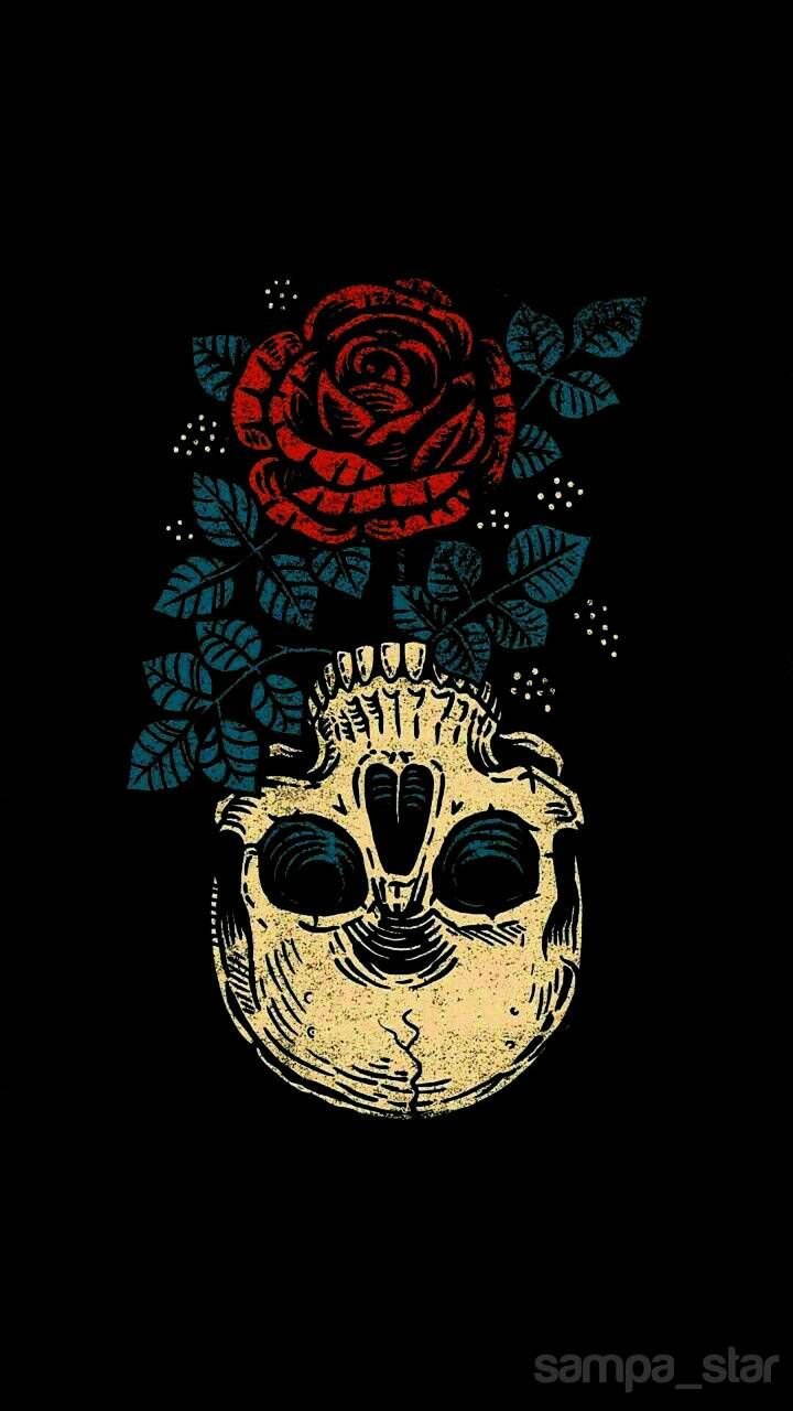 Skull And Rose Wallpaper By Sampa Ef On