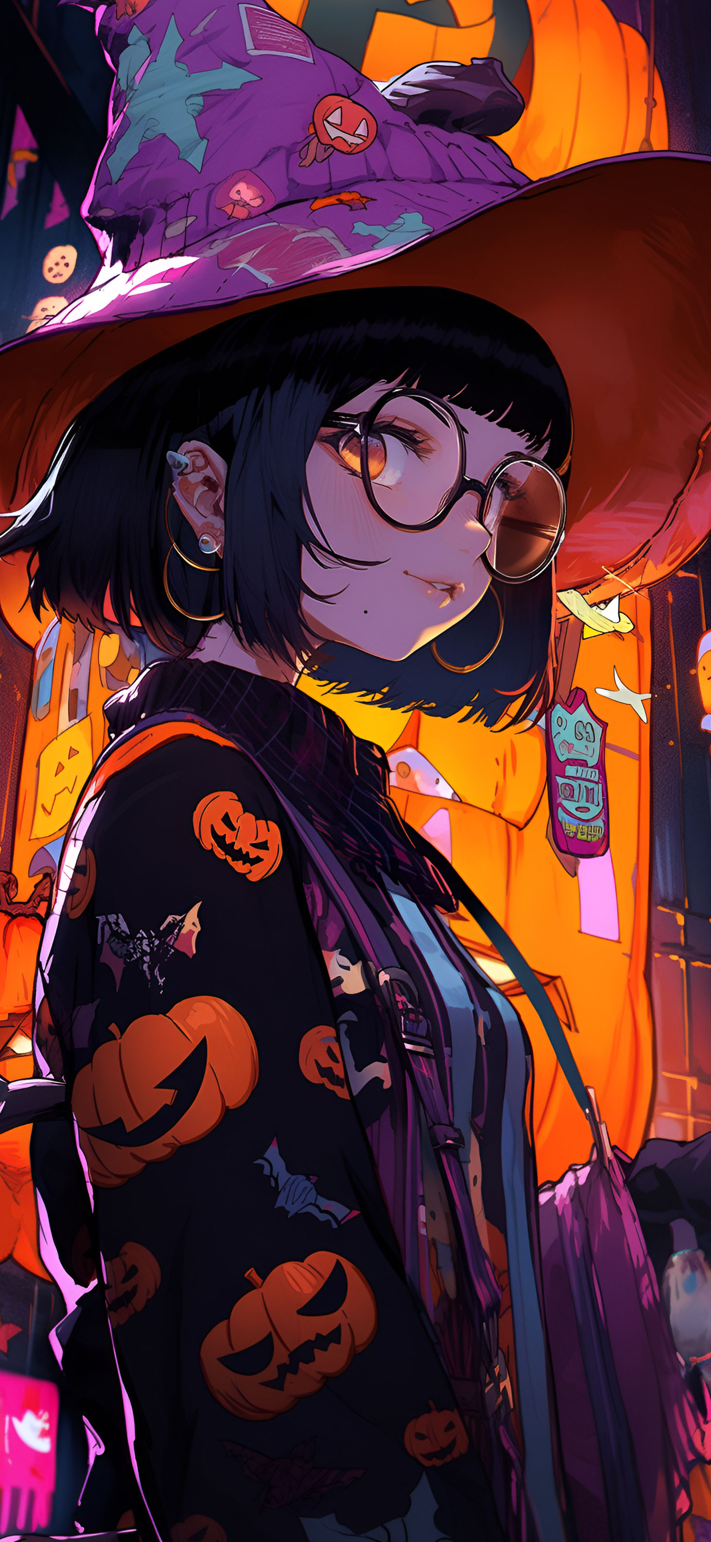 Cute Anime Girl In Halloween Costume Wallpaper For iPhone 4k