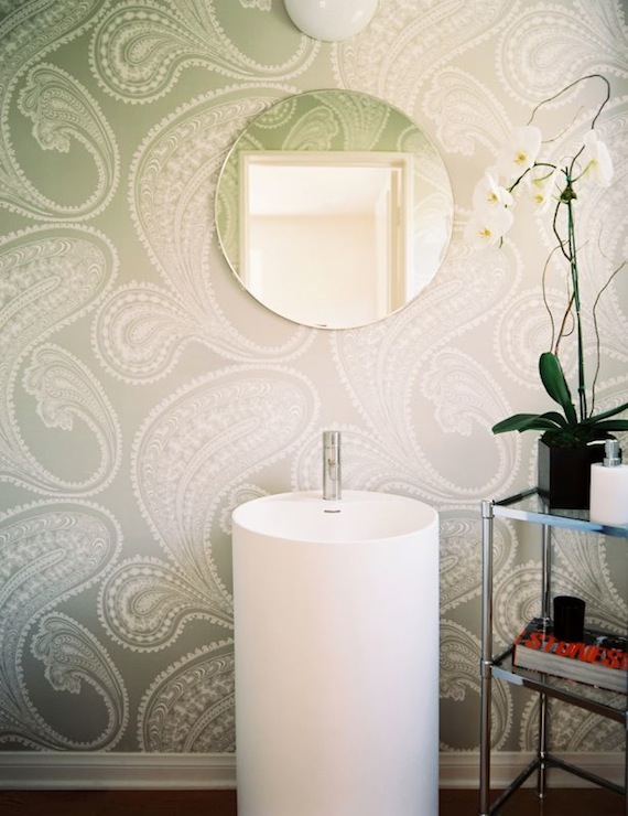 Just A Touch Of Gray Wallpaper Powder Rooms