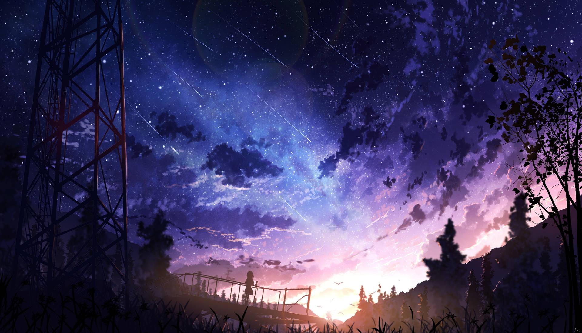 Download 4k Aesthetic Anime Shooting Stars In Sky Wallpaper