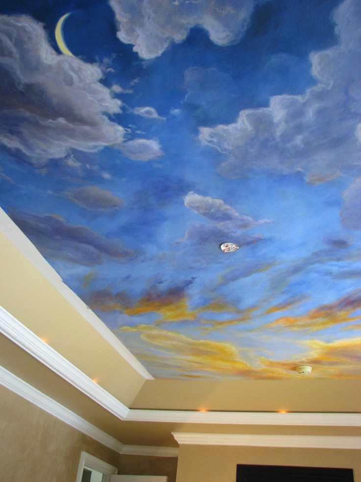Of Bedroom Ceiling Mural Before Molding Was Added The Murals
