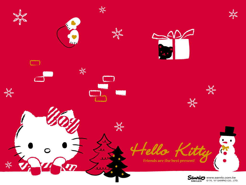 Another Red Background Hello Kitty Christmas Wallpaper