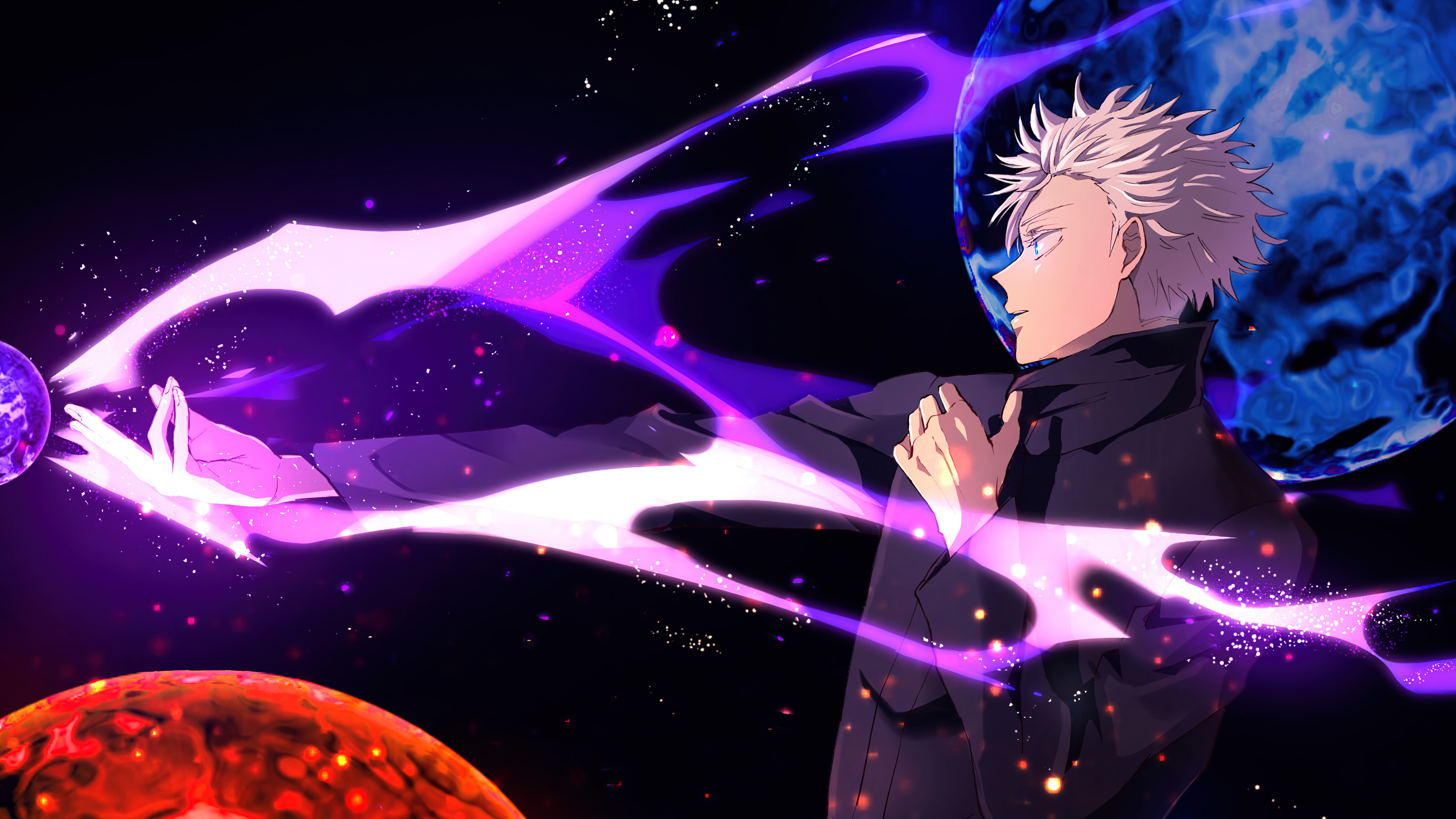 Gojo Satoru manipulating cosmic energy, 4k anime wallpaper from Jujutsu Kaisen