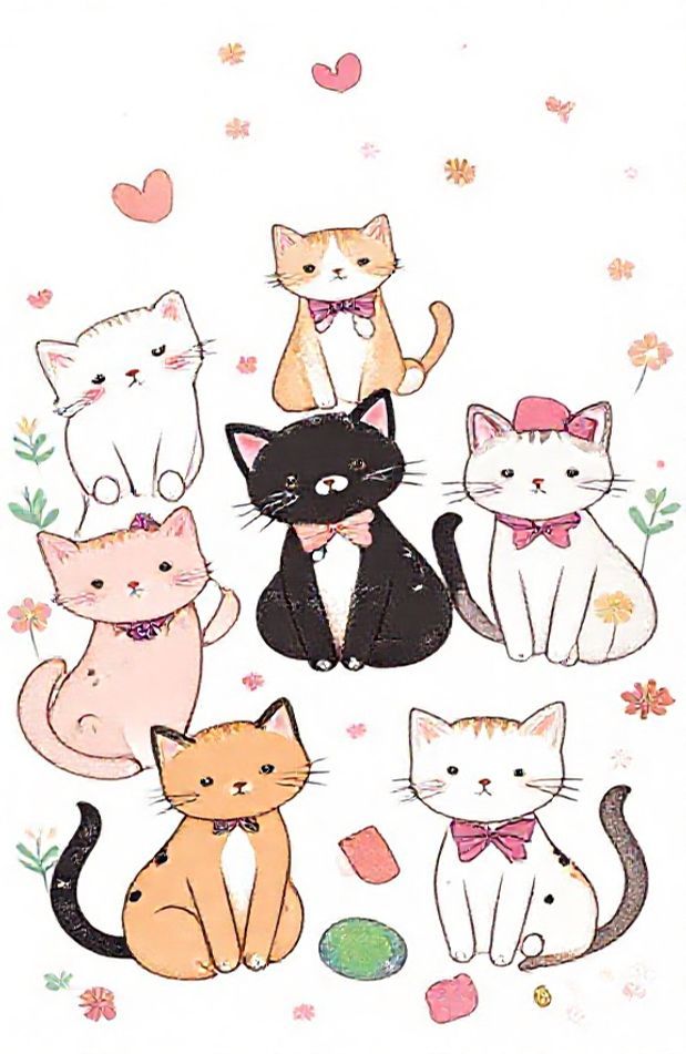 Cute Cat Drawings Wallpaper