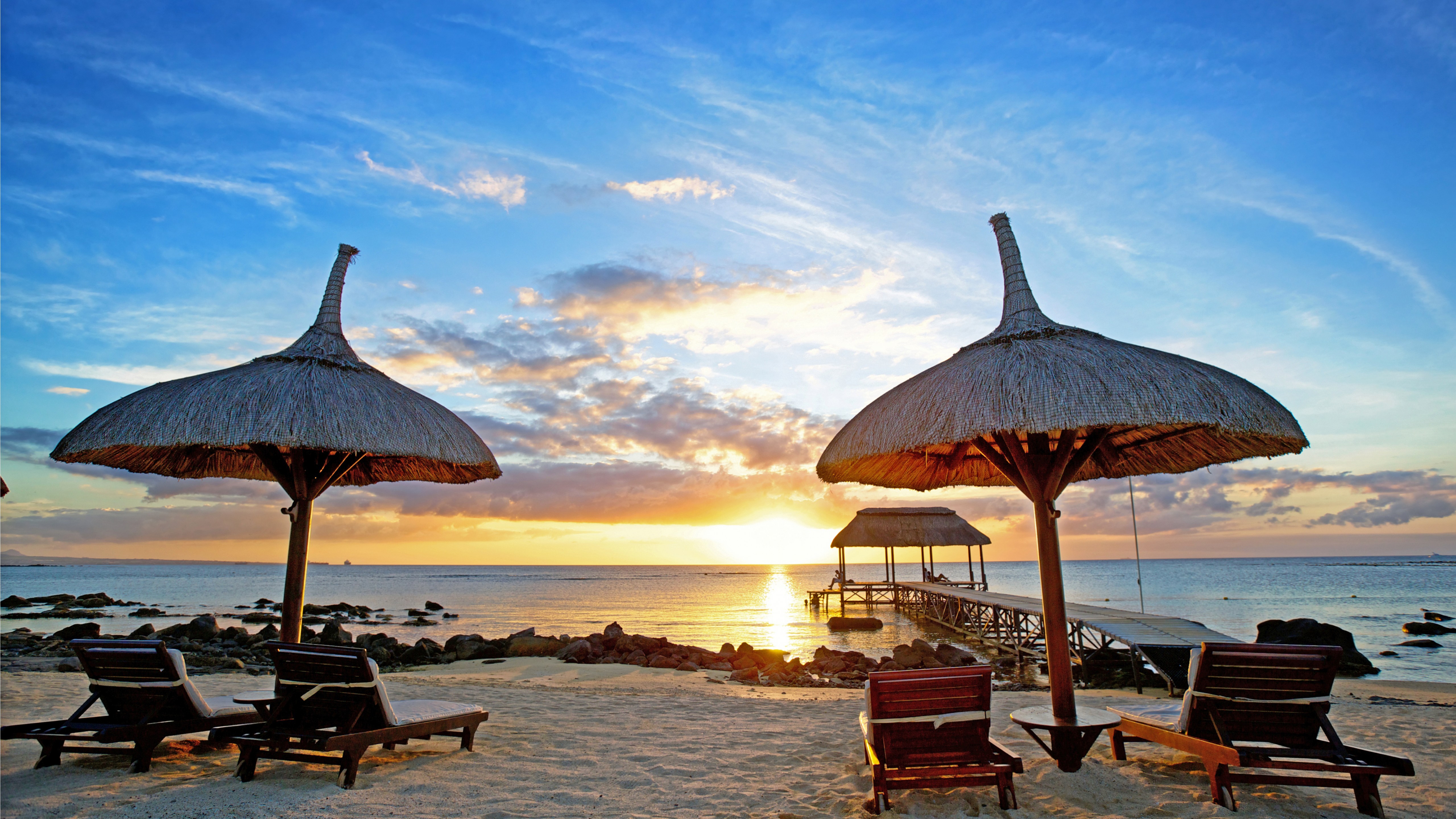 Wallpaper Mauritius Sunset Indian Ocean Beach Sand Travel