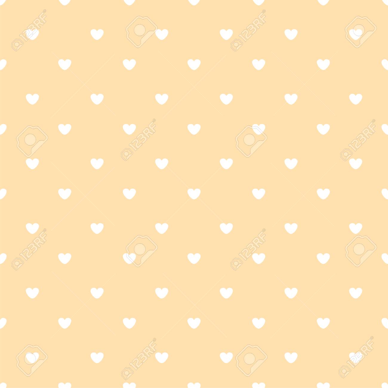 White Hearts On Peach Color Background Seamless Pattern Royalty