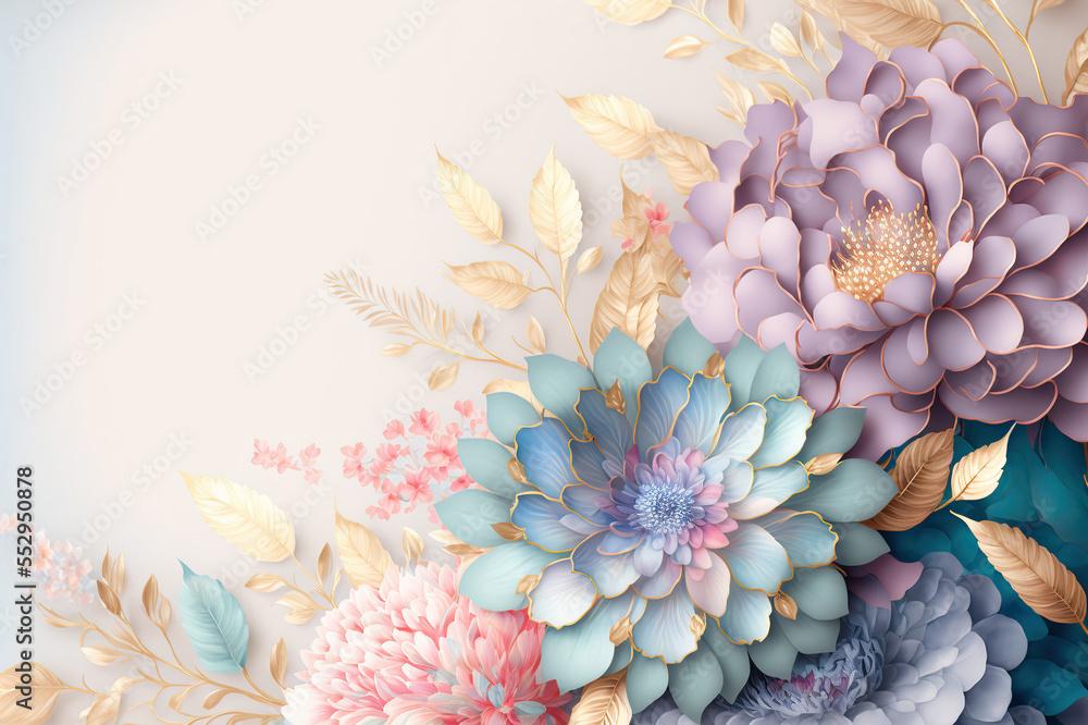 Abstract Floral Design In Pastel Colors For Prints Postcards Or