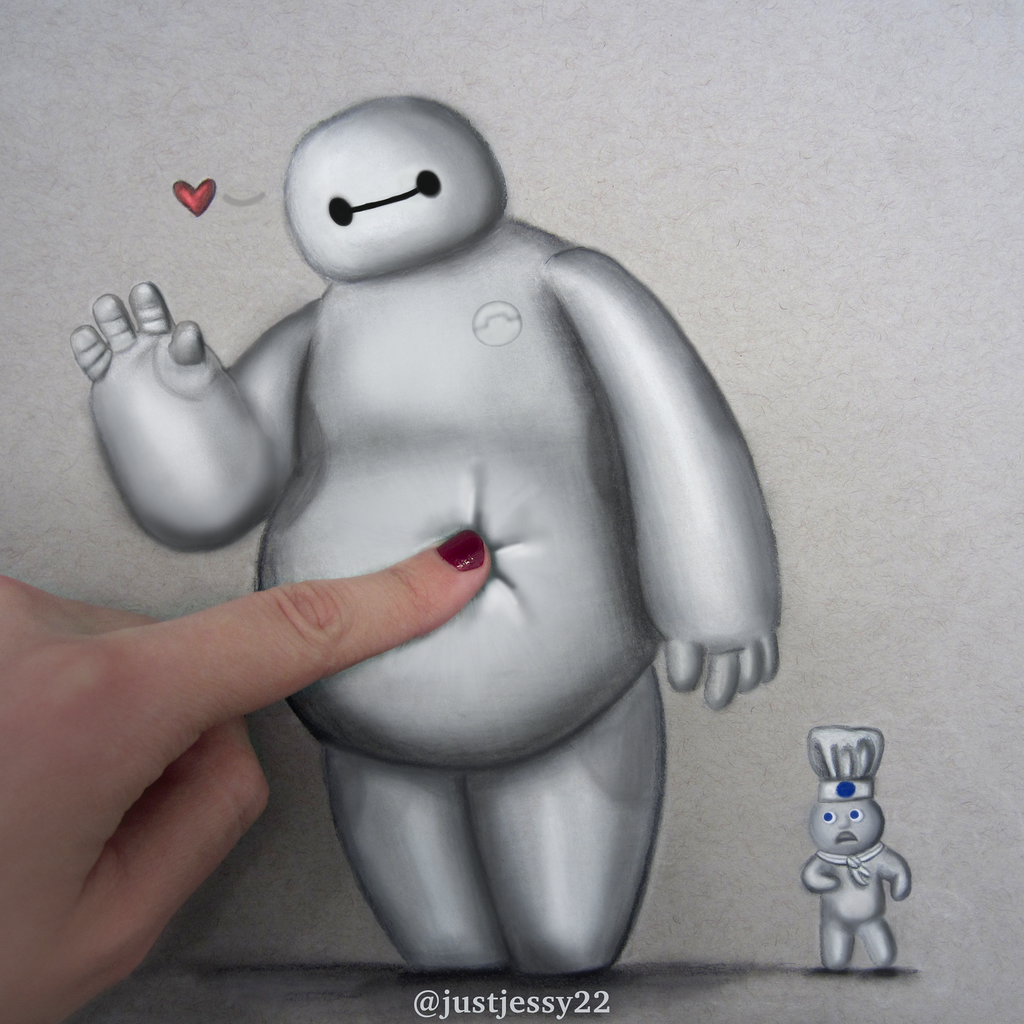 Baymax And Pillsbury Doughboy Drawing By Jessyg22