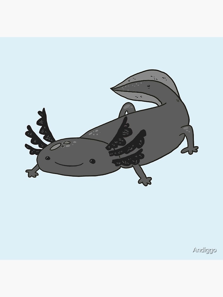 Black Axolotl Art Board Print By Andiggo
