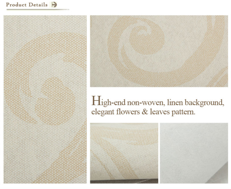 Elegant Scroll Design Linen Background High end Non woven Wallpapers 800x655