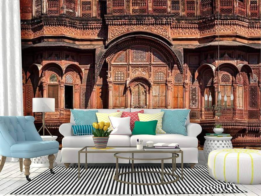 Amazon Wall Mural Decorated Carved Windows In Rajasthan India