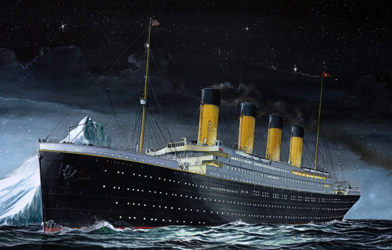 Wallpaper The sky Sea Night Figure Liner Iceberg Titanic