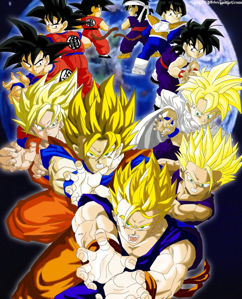 The Evolution Of Goku And Gohan Colored By Jamalc157
