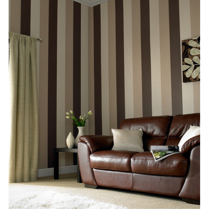Home Java Chocolate Striped Wallpaper By Graham Brown